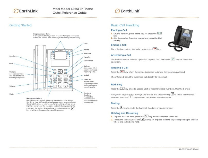 EarthLink Mitel 6865i Quick reference guide