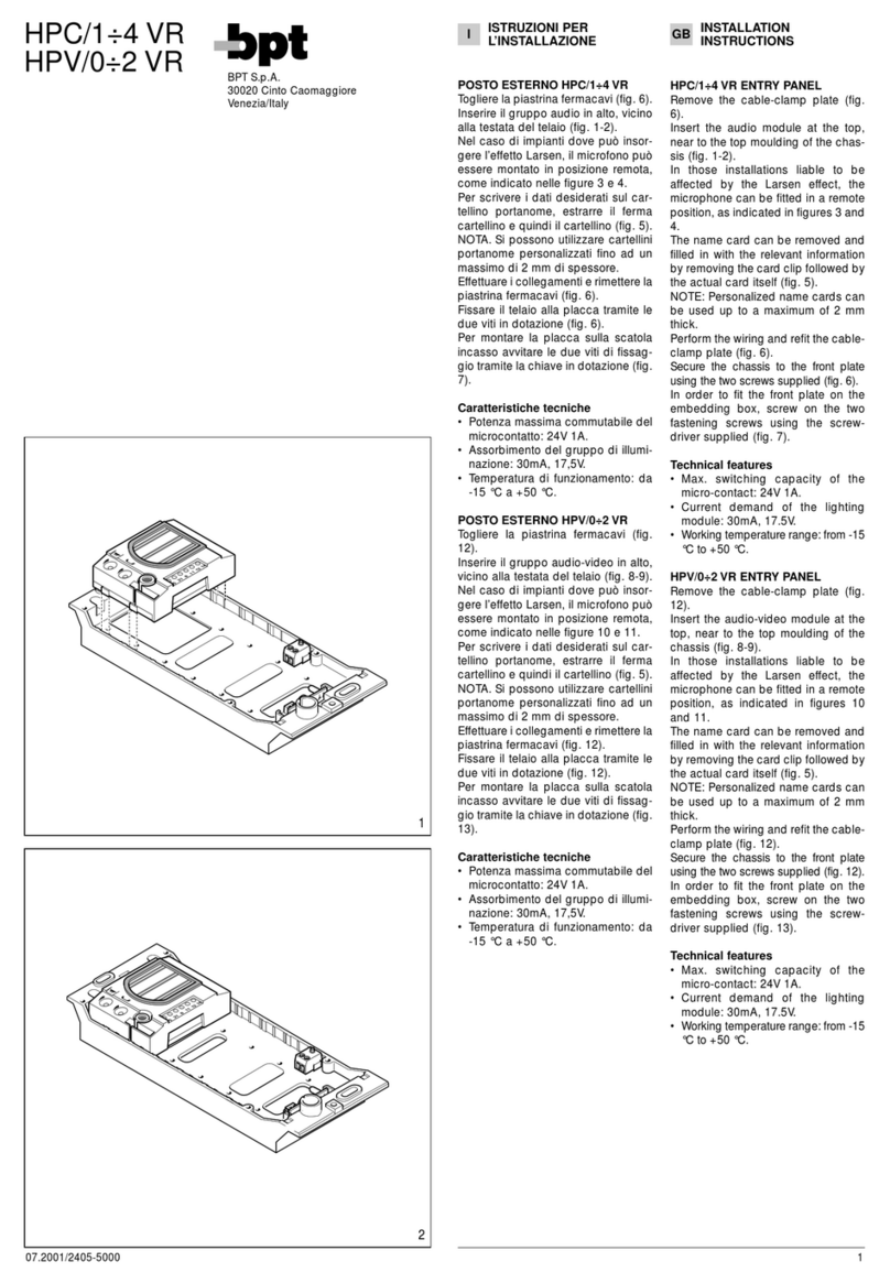 Bpt HPV/0-2 VR User manual