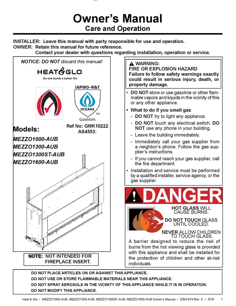 HEAT GLO MEZZO1000-AUB owner's manual HEAT GLO MEZZO1000-AUB owner's manual