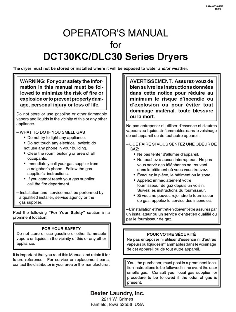 Dexter Laundry DCT30KC Series User manual