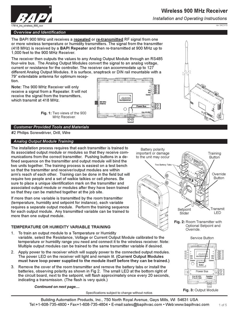BAPI 900 Installation & operation manual