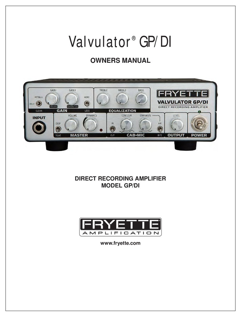 Fryette Valvulator GP/DI owner's manual