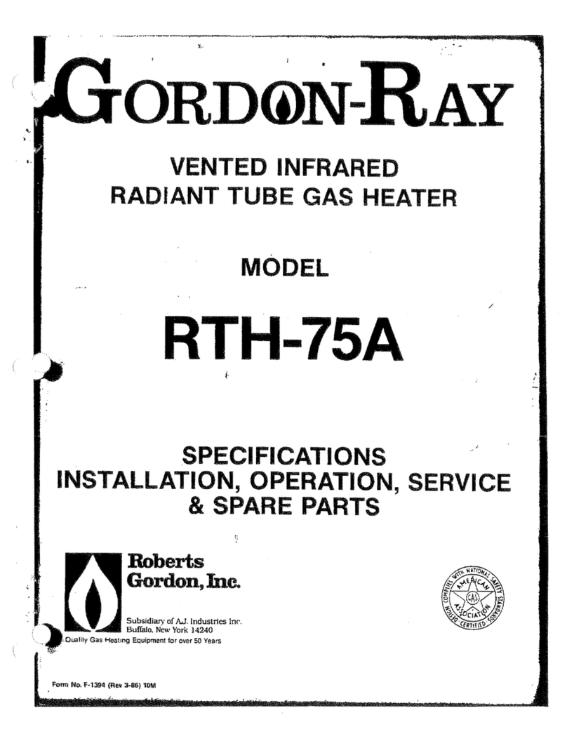 Gordon-Ray RTH-75A Installation, operation, service, and parts manual