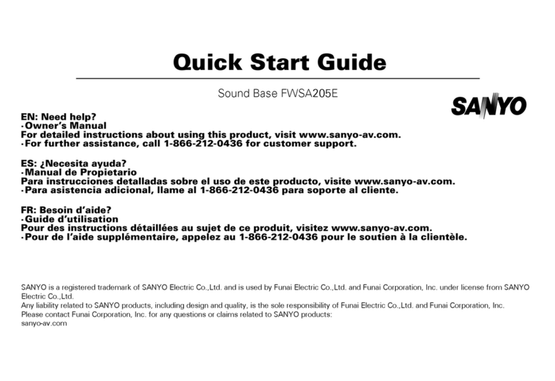 Sanyo FWSA205E quick start guide