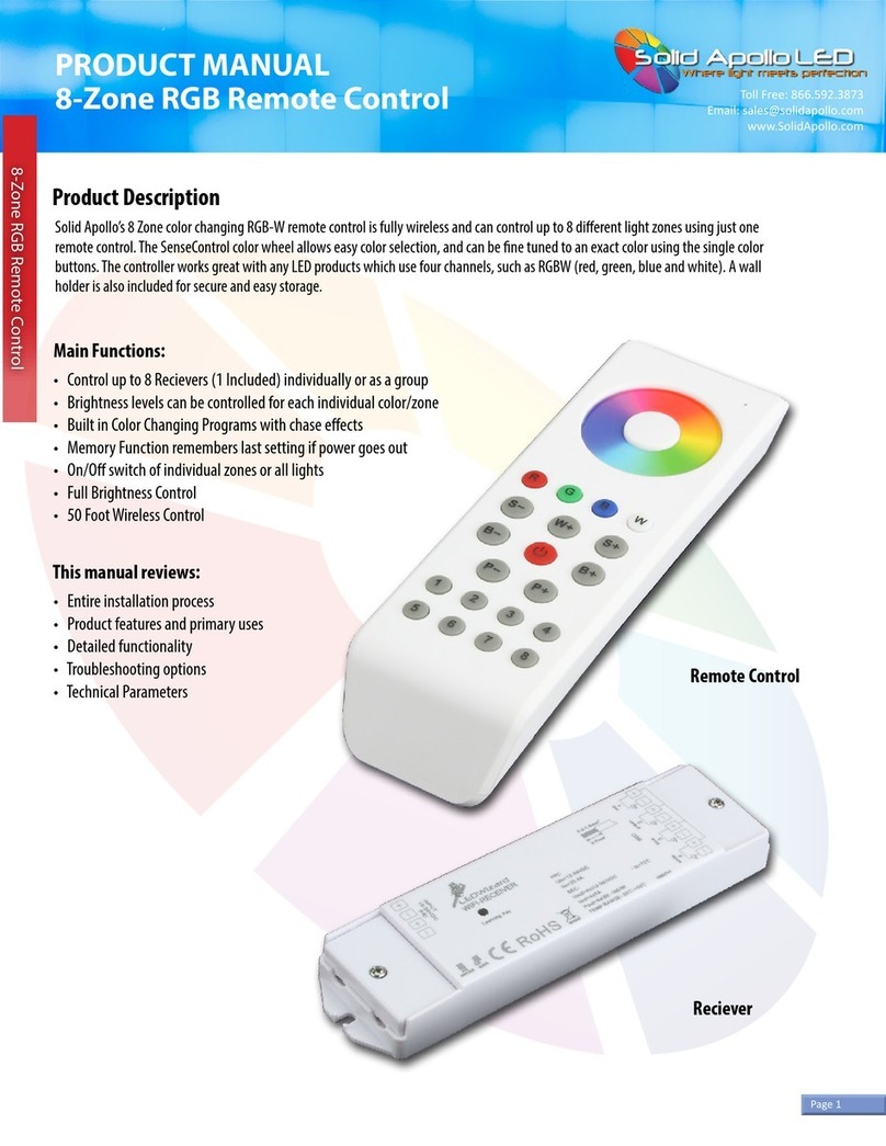 Solid Apollo 8-Zone RGB Remote Control product manual