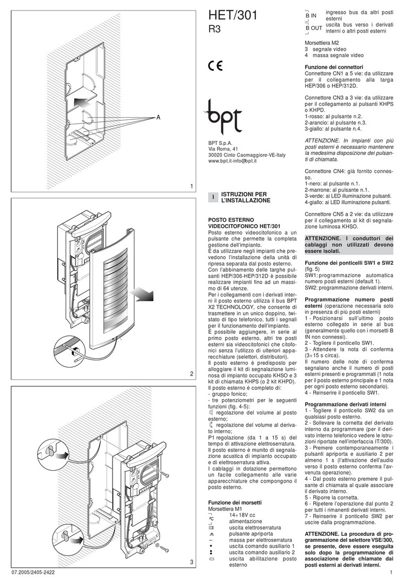 Bpt HET/301 installation instructions