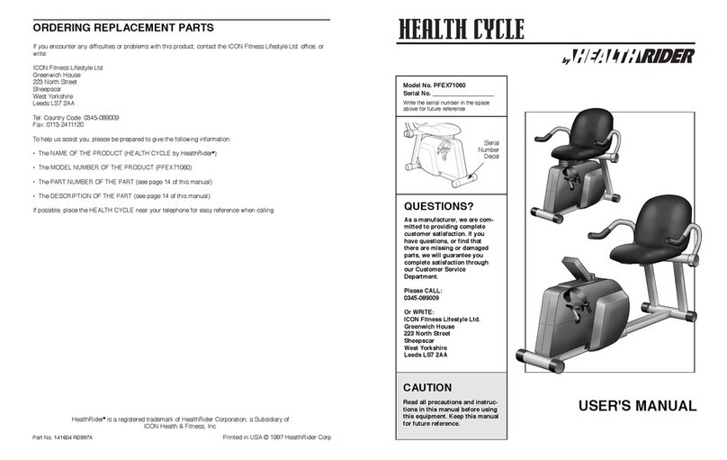 HEALTH RIDER PFEX71060 User manual
