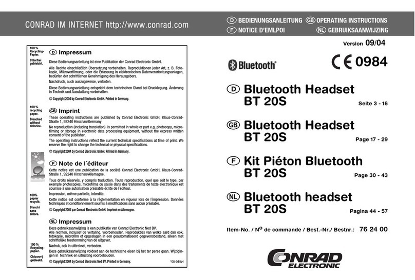 Conrad BT 20S operating instructions