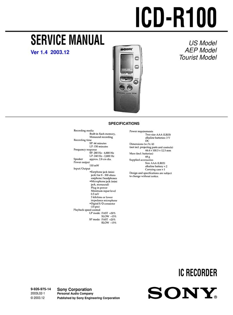 Sony ICD-R100 Operating Instructions  (primary... Service manual