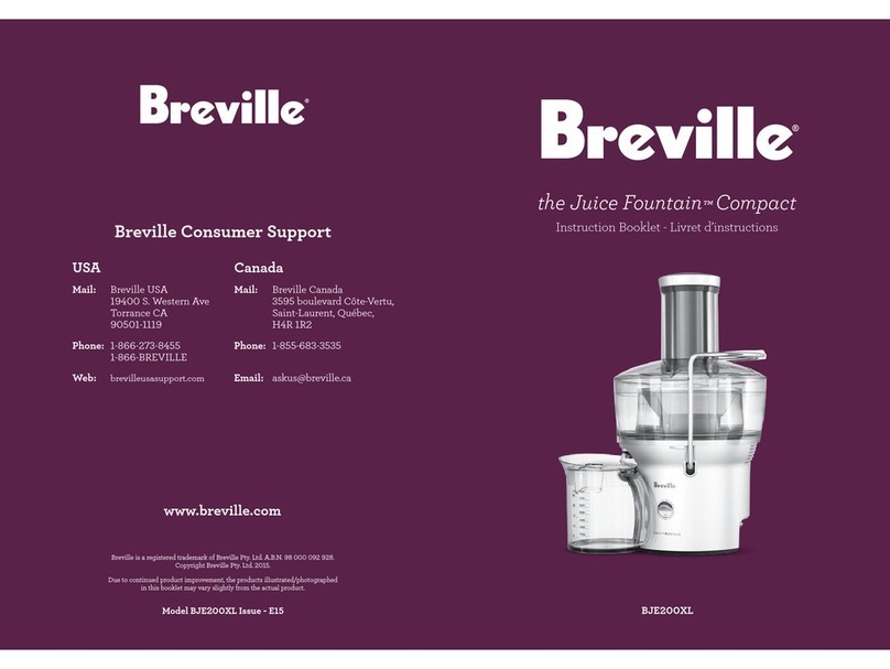 Breville juice fountain compact Instruction booklet