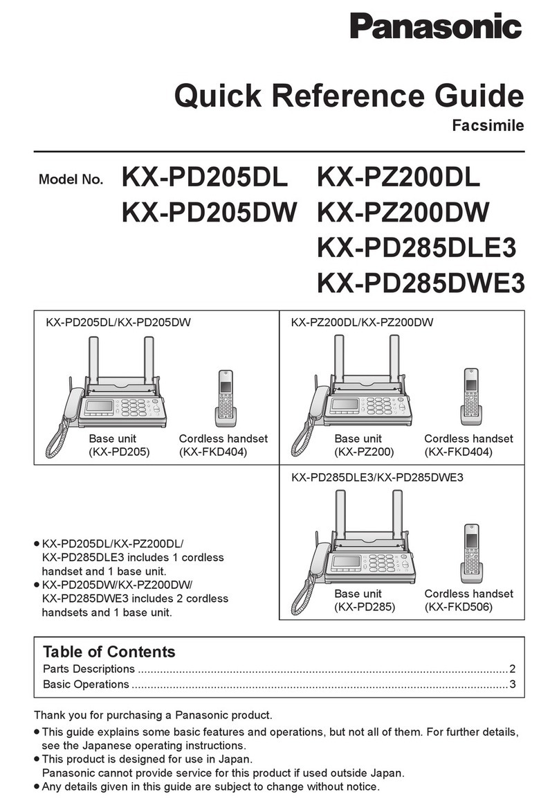 Panasonic KX-PD205DL Quick reference guide