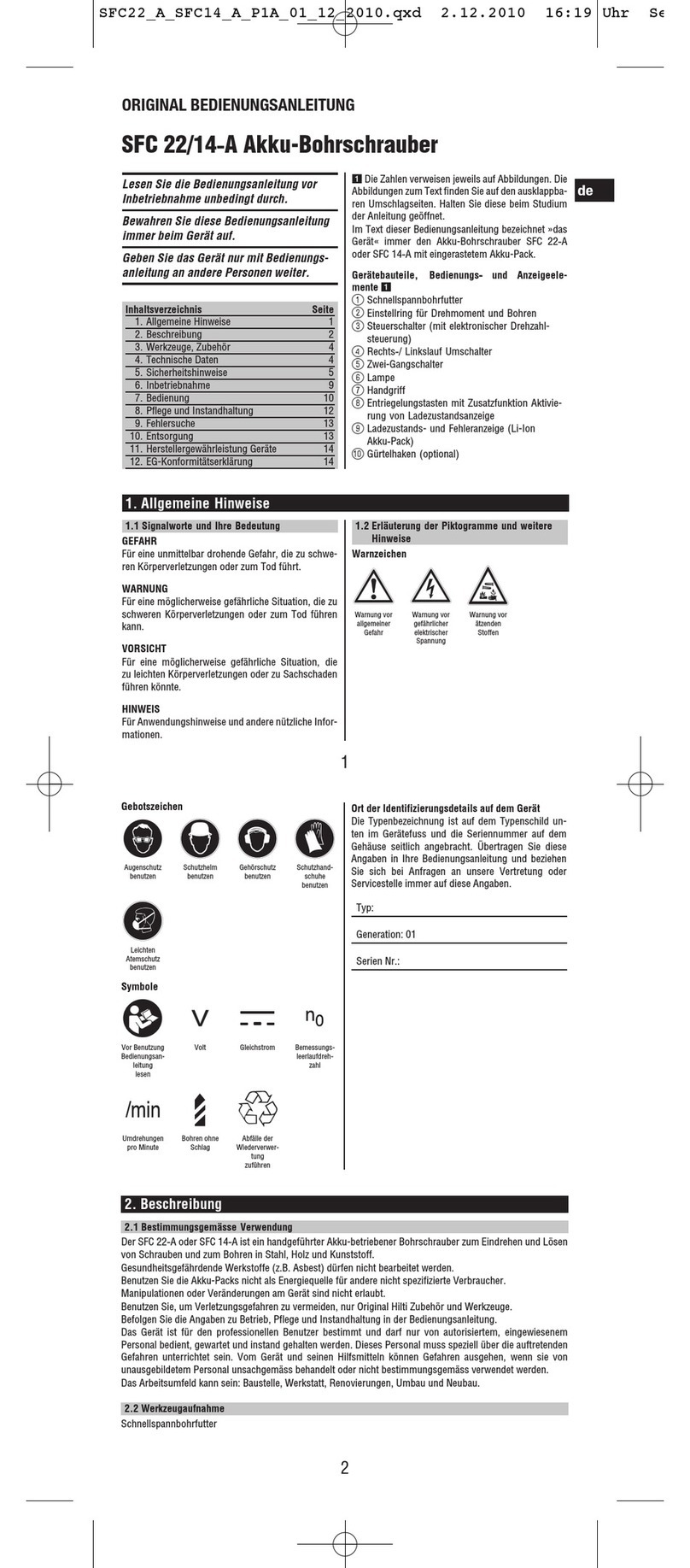 Hilti SFC 22/14-A User manual