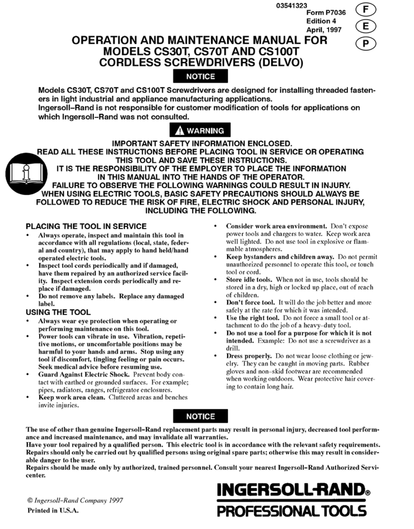 Ingersoll-Rand CS70T Operation and maintenance manual