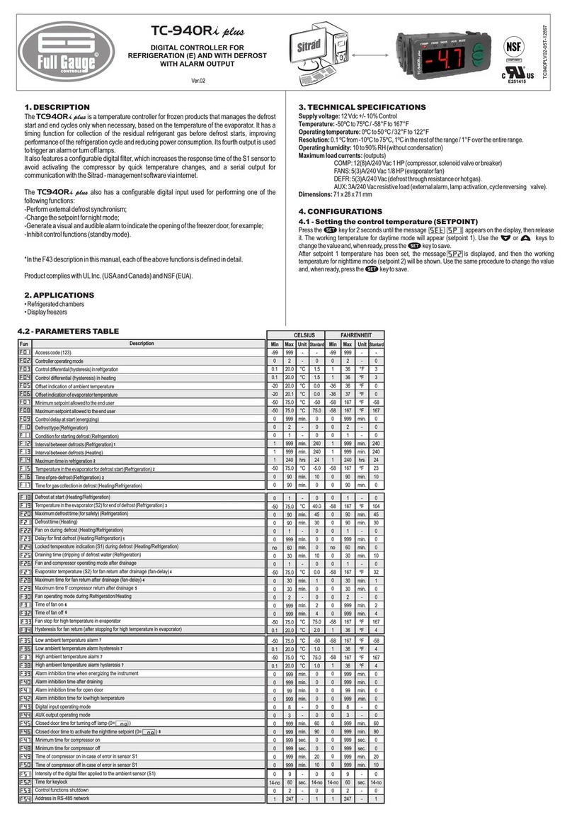 Full Gauge Controls TC-940Ri plus User manual