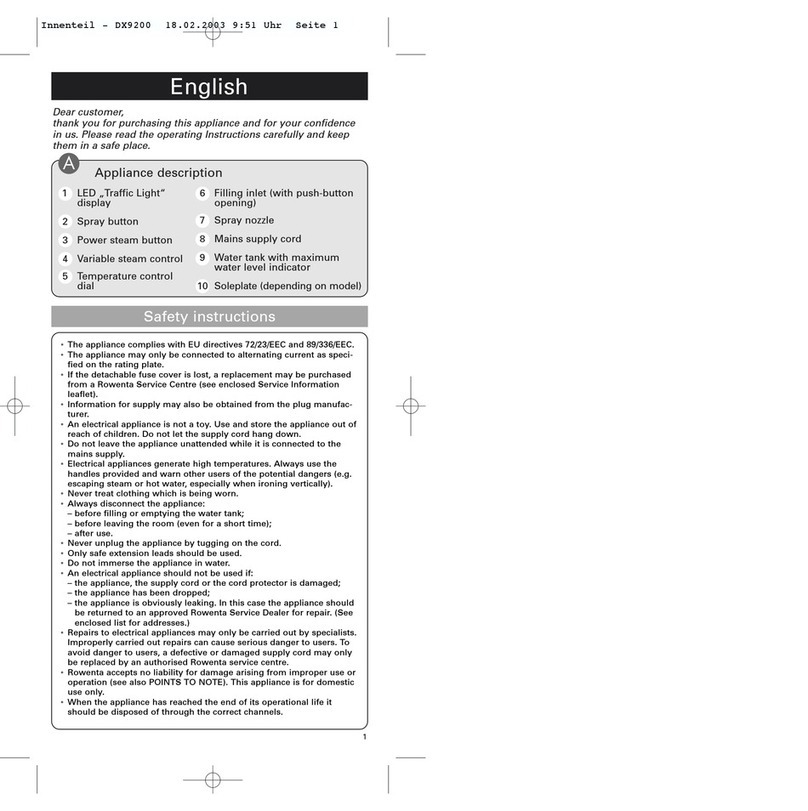 Rowenta PERFECT DX9200 User manual