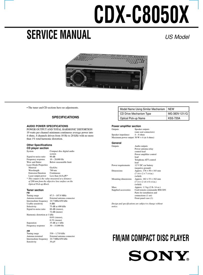 Sony CDX-C8050X - Fm/am Compact Disc Player User manual