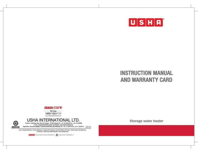 usha Verve 25L Instruction manual and warranty card