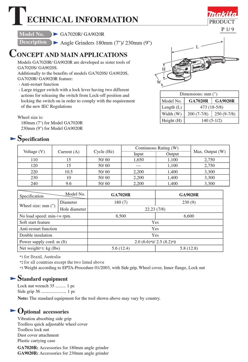 Makita GA7020R technical information Makita GA7020R technical information