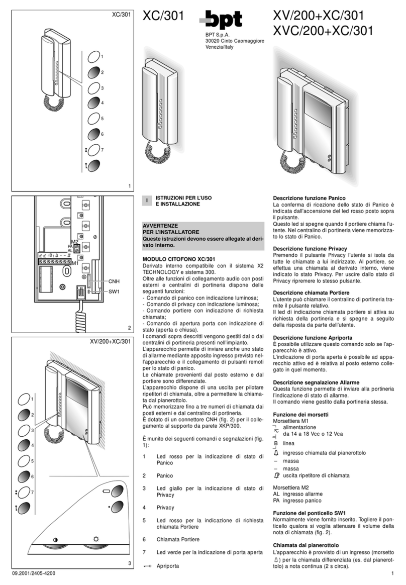 Bpt XV/200+XC/301 User manual