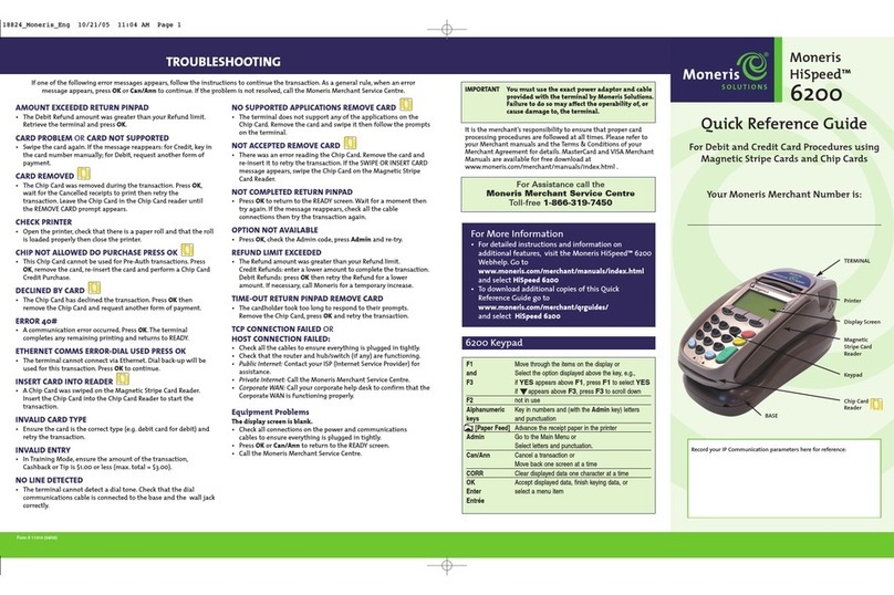 Moneris hispeed 6200 User manual Moneris hispeed 6200 User manual