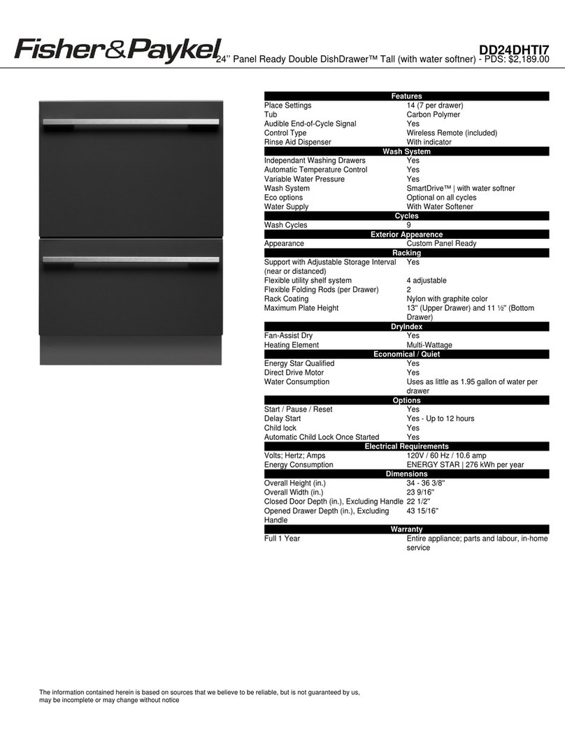Fisher & Paykel DishDrawer DD24DHTI7 Operator's manual