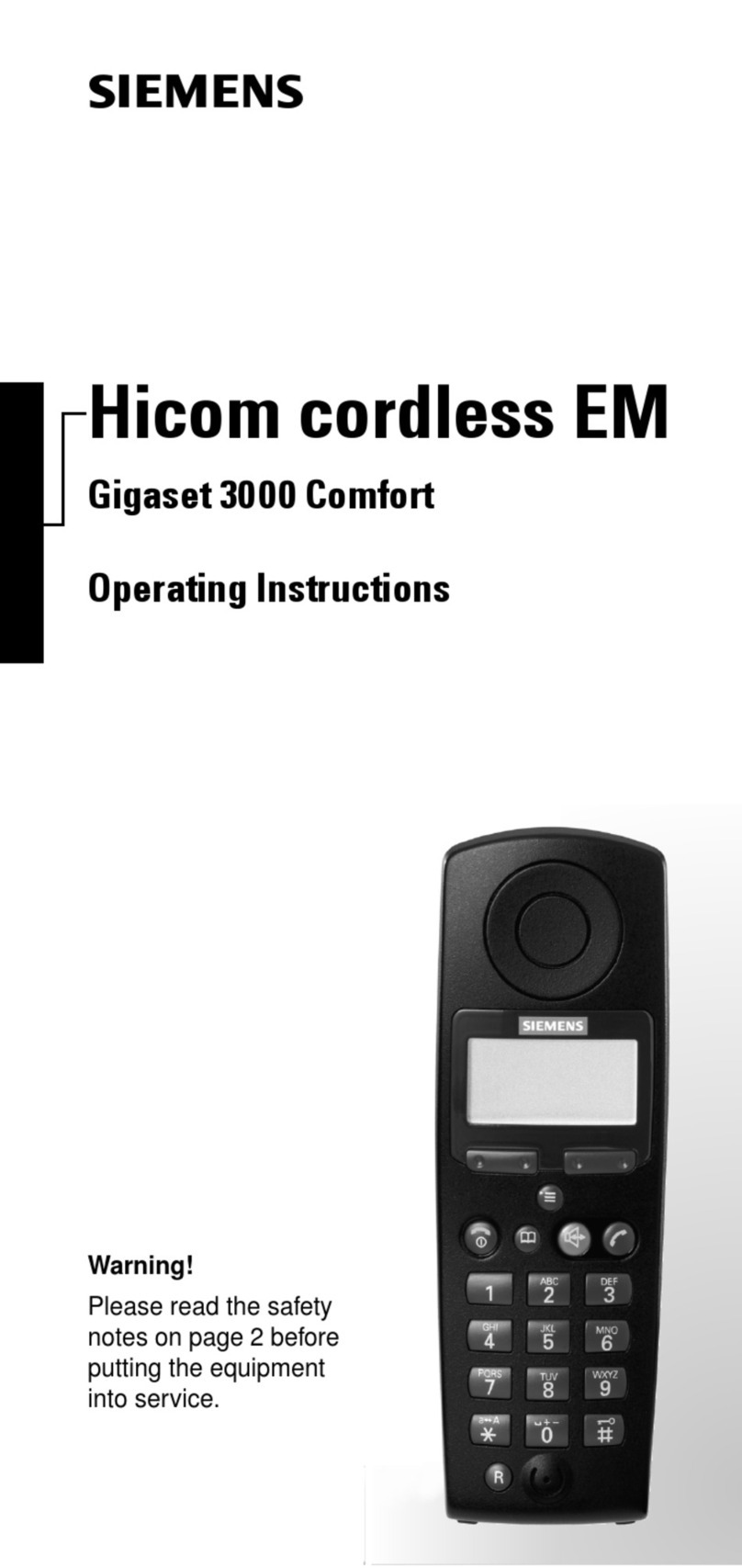 Siemens HICOM CORDLESS EM 300 COMFORT operating instructions