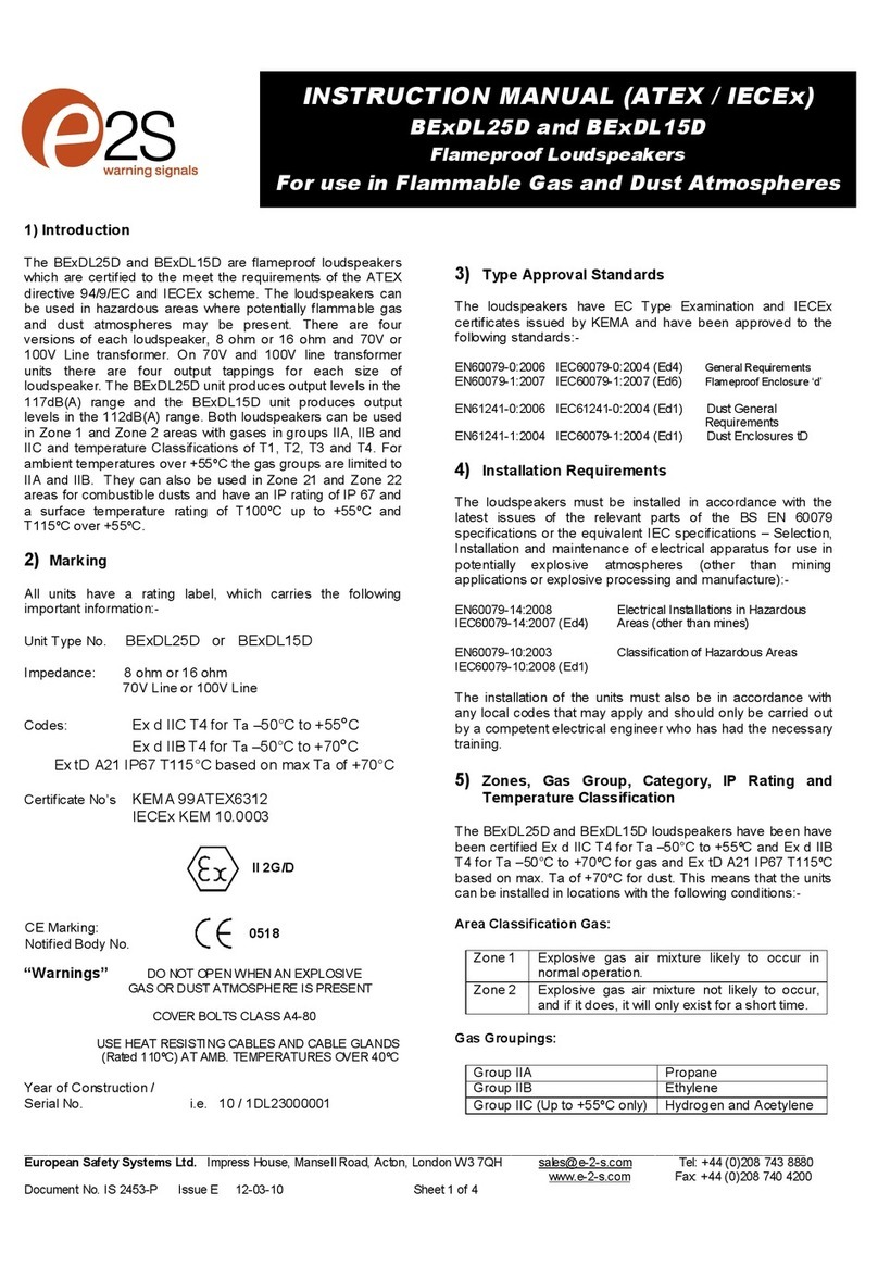 E2S BExDL15D User manual