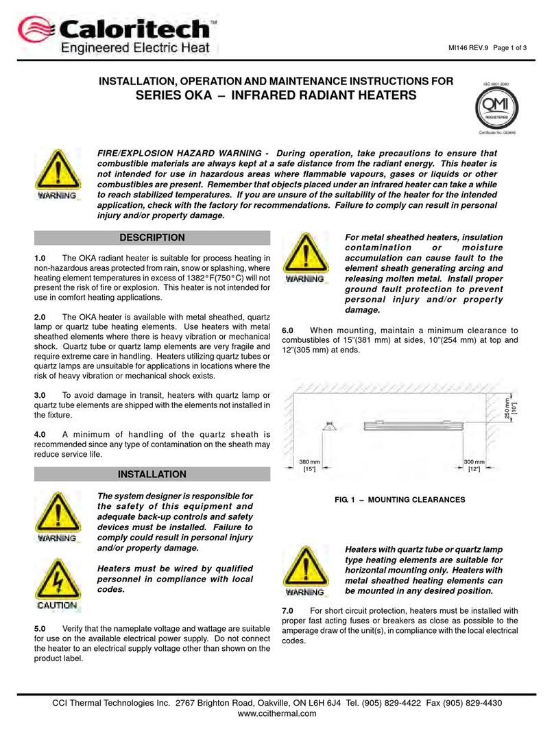 Caloritech OKA SERIES Installation, operation and maintenance instructions