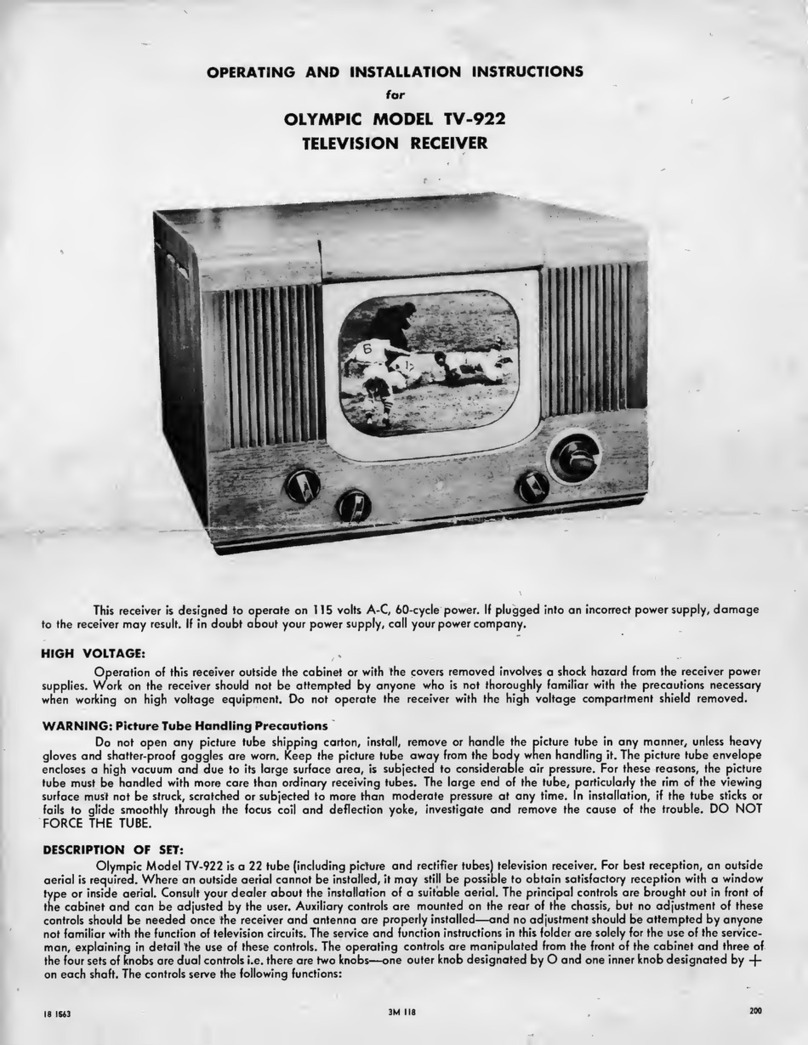 Olympic TV-922 Operating and installation instructions