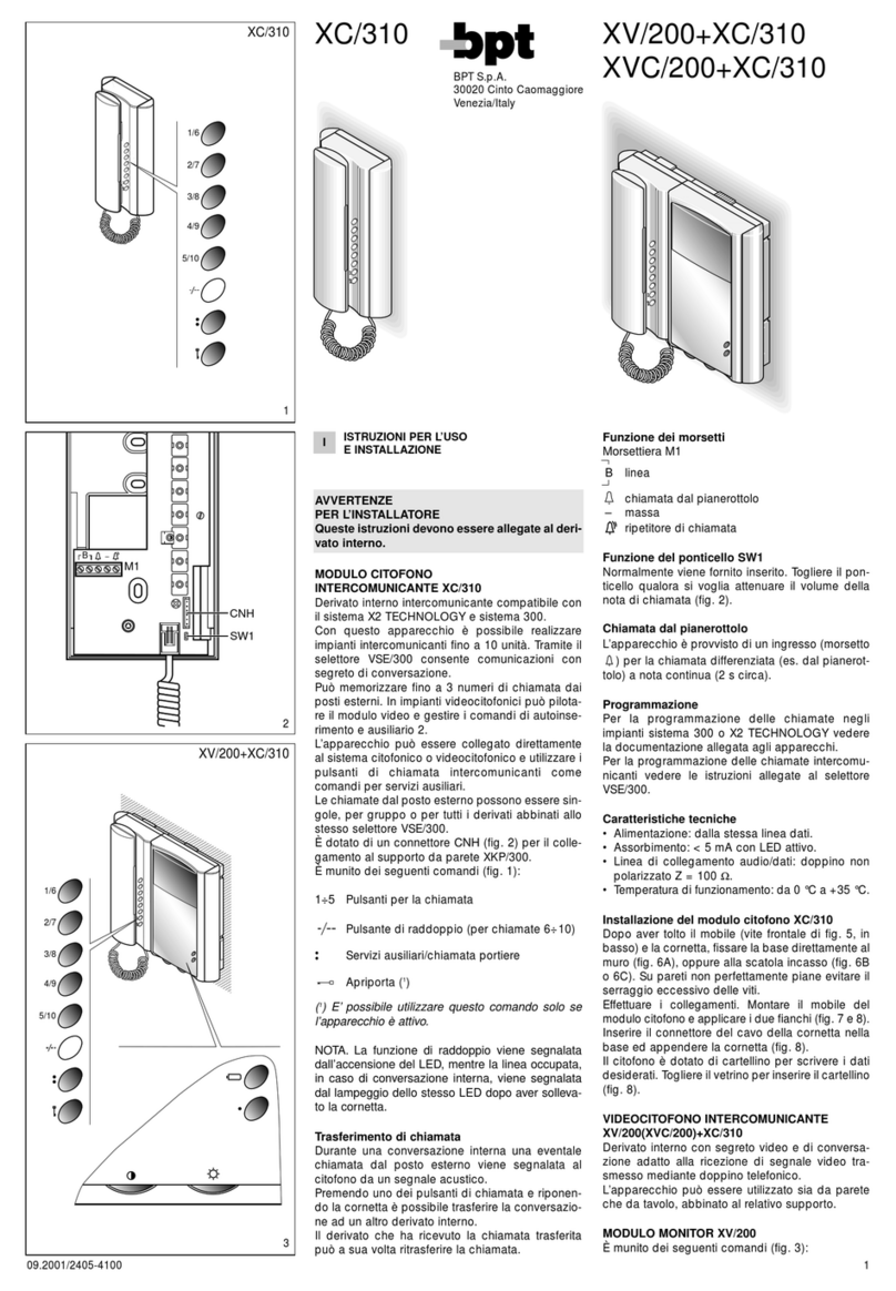 Bpt XV/200+XC/310 User manual