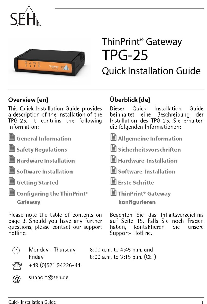 SEH TPG-25 Quick installation guide
