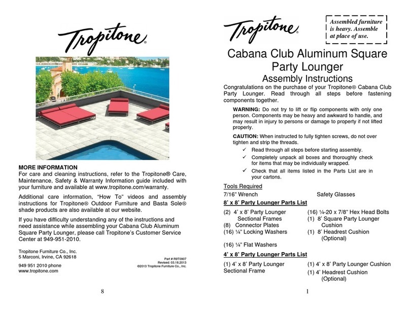 tropitone Party Lounger User manual tropitone Party Lounger User manual
