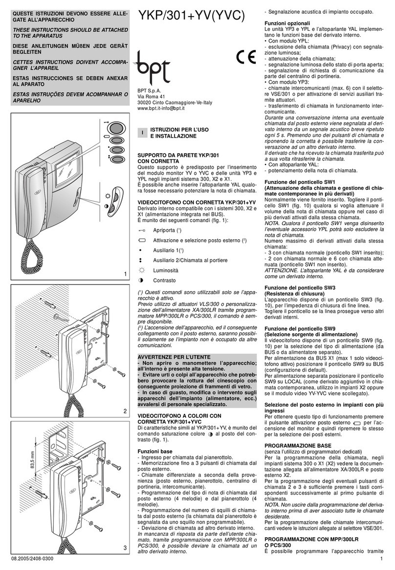 Bpt YKP/301+YV(YVC) User manual
