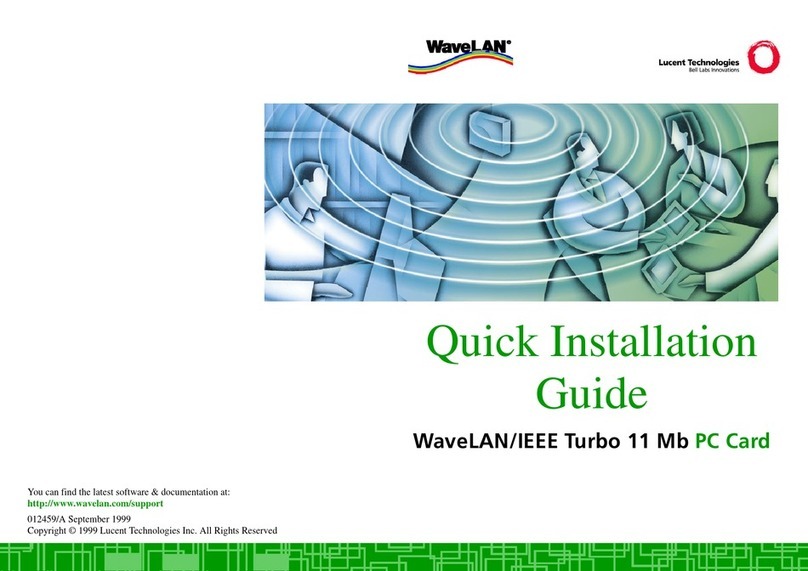 WAVELAN TURBO 11 MB PC CARD Quick installation guide