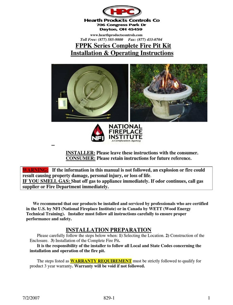 Hearth Products Controls FPPK Series Installation & operating instructions
