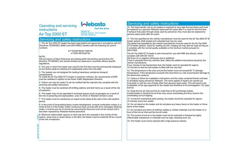 Webasto Air Top 2000 ST Operating, and servicing  instructions