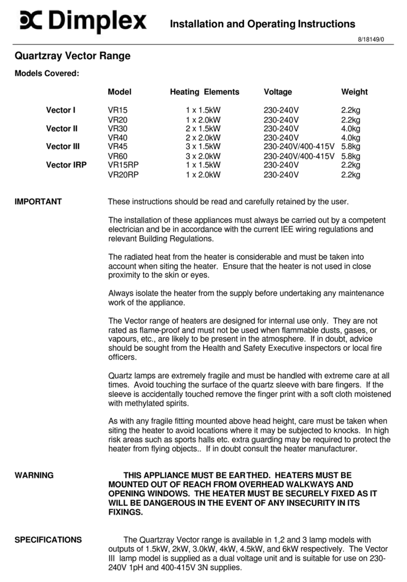 Dimplex VR15 Installation and operating instructions