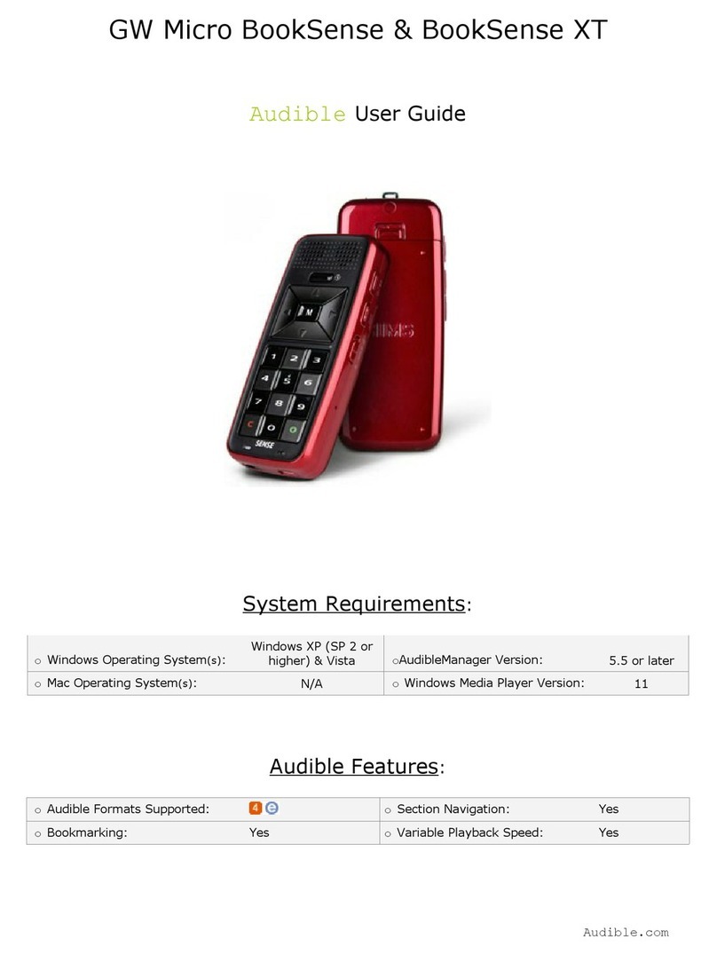 GW Micro BookSense Audible user guide