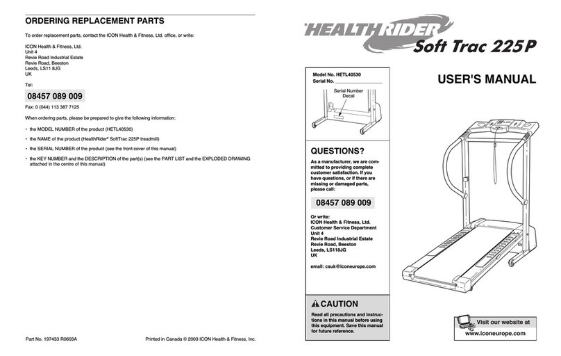 HEALTH RIDER soft trac 225p HETL40530 User manual