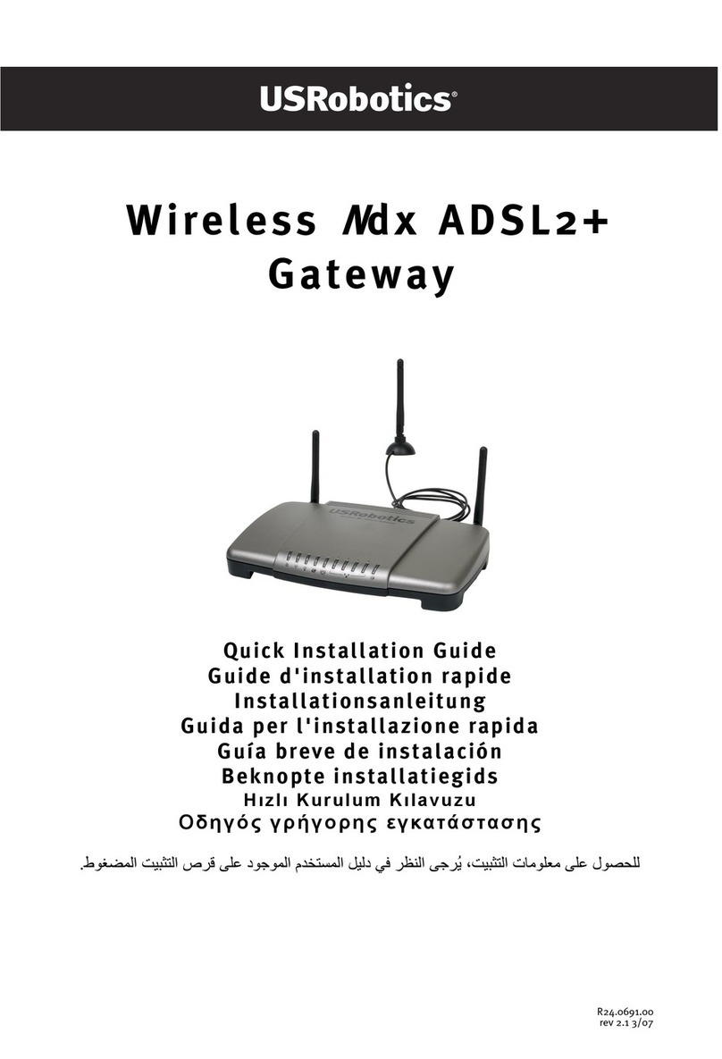 US Robotics Wireless Ndx ADSL2+ Gateway Quick installation guide