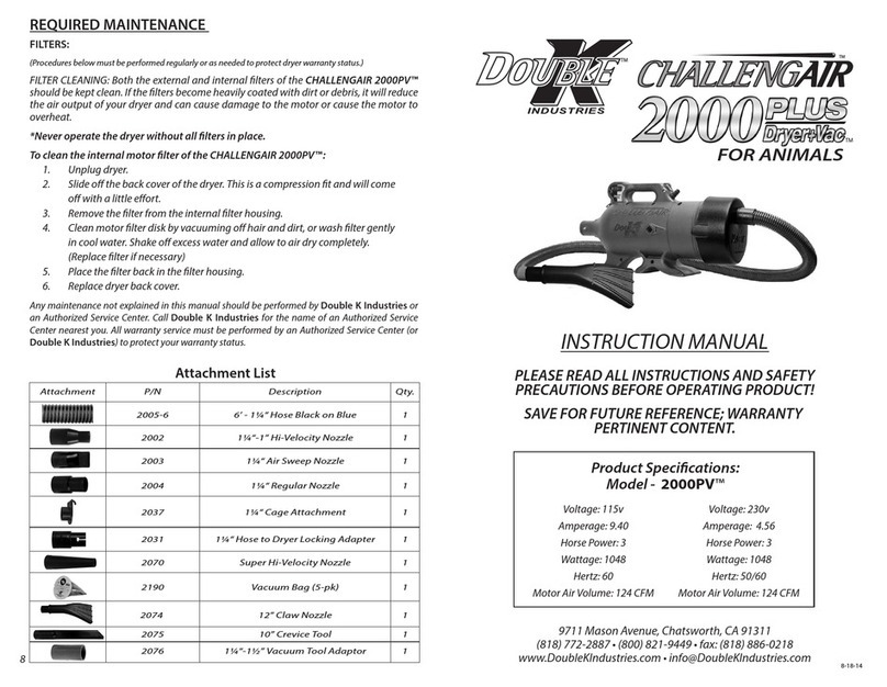 Double K Industries Challengair 2000 Plus instruction manual Double K Industries Challengair 2000 Plus instruction manual