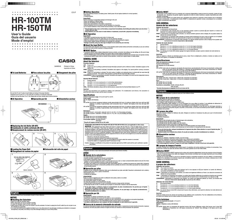 Casio HR-100TM User manual