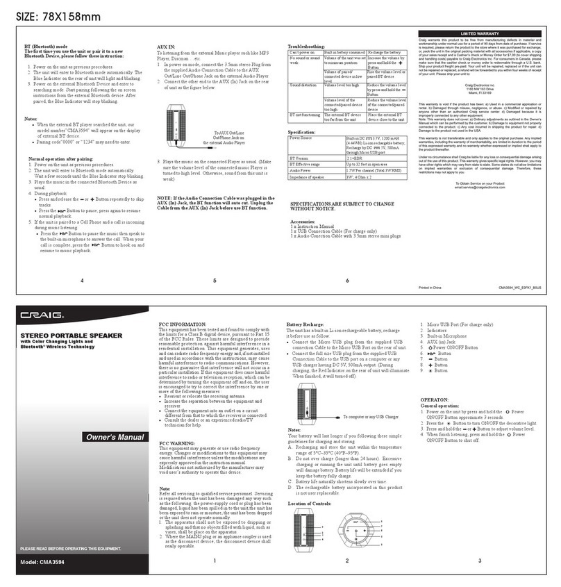 Craig CMA3594 User manual