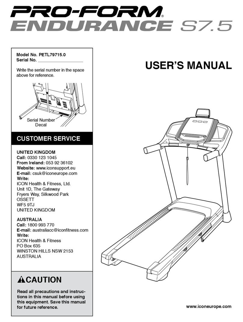 Pro-Form endurance S7.5 PETL79715.0 User manual