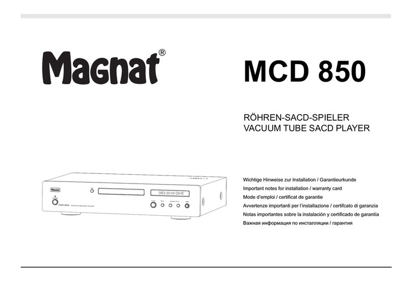 Magnat Audio MCD 850 Important notes for installation & warranty card
