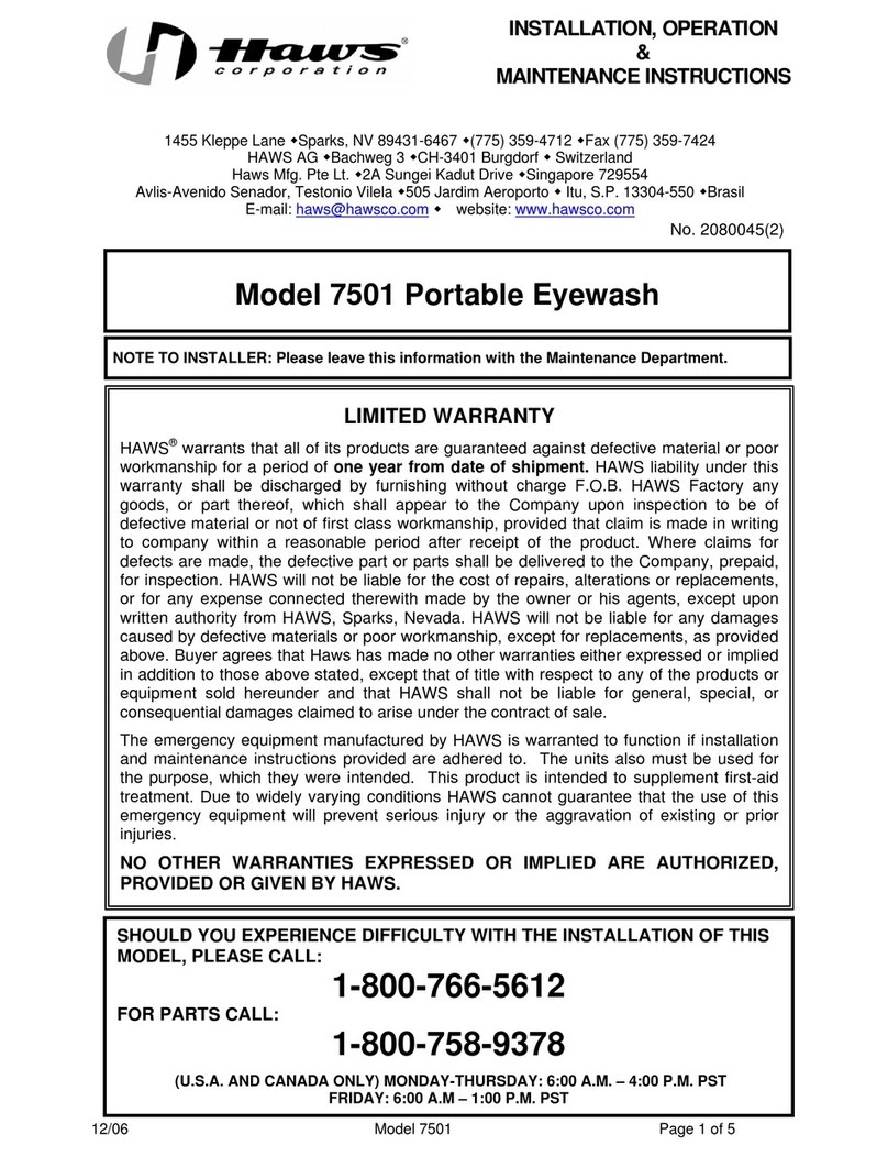 Haws 7501 Installation, operation and maintenance guide