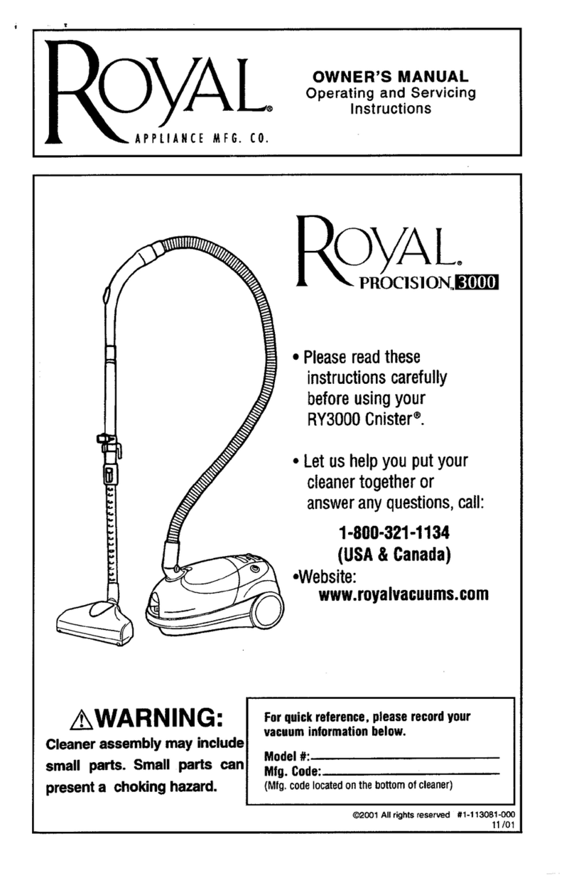 Royal cnister ry3000 owner's manual
