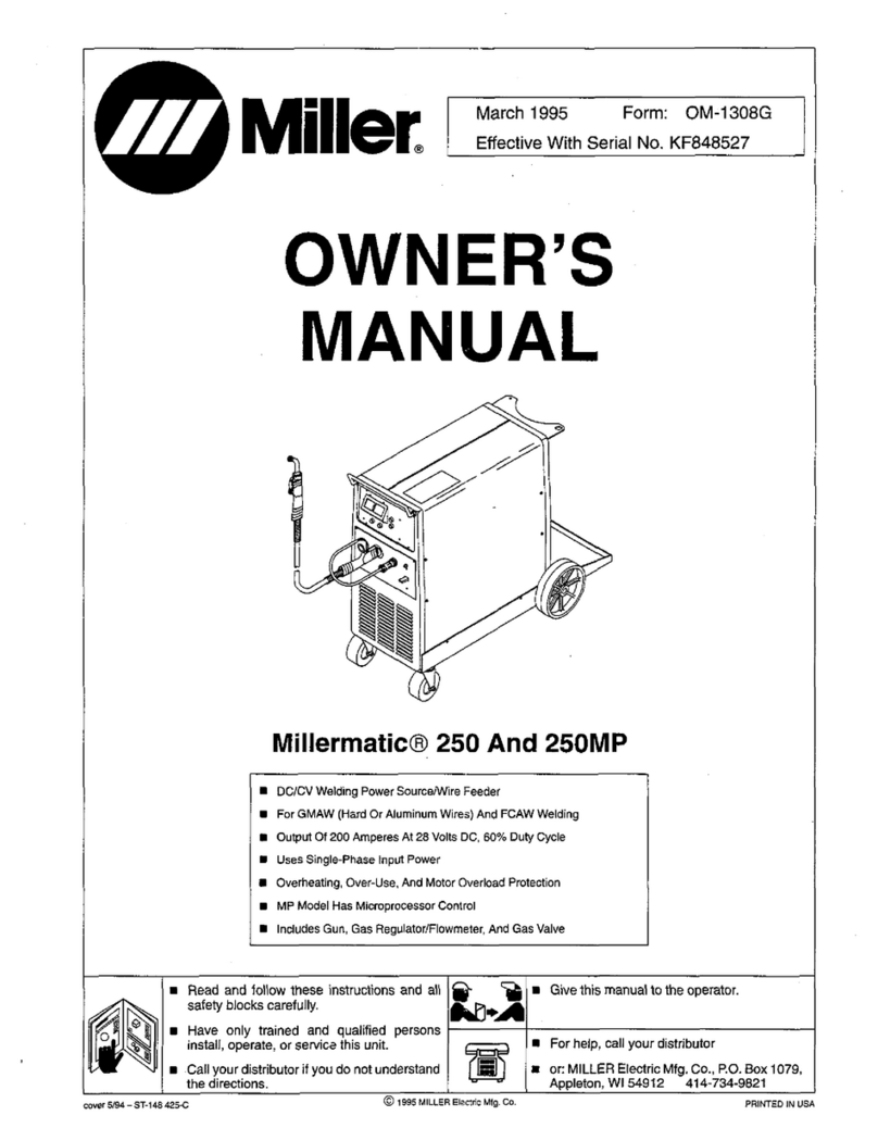 Miller matic 250mp 1995 owner's manual