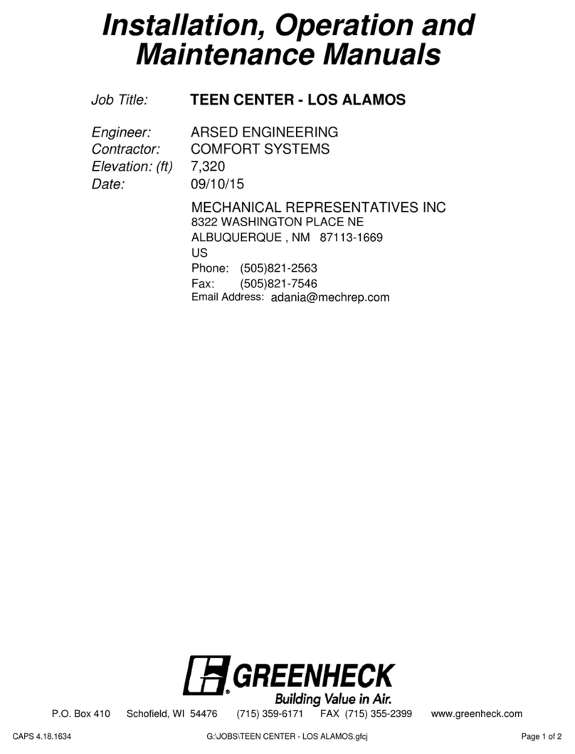 Greenheck ERCH-20 Installation, operation and maintenance manual