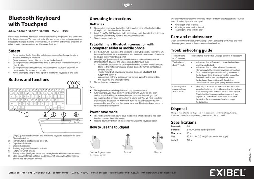 Exibel HB087 operating instructions